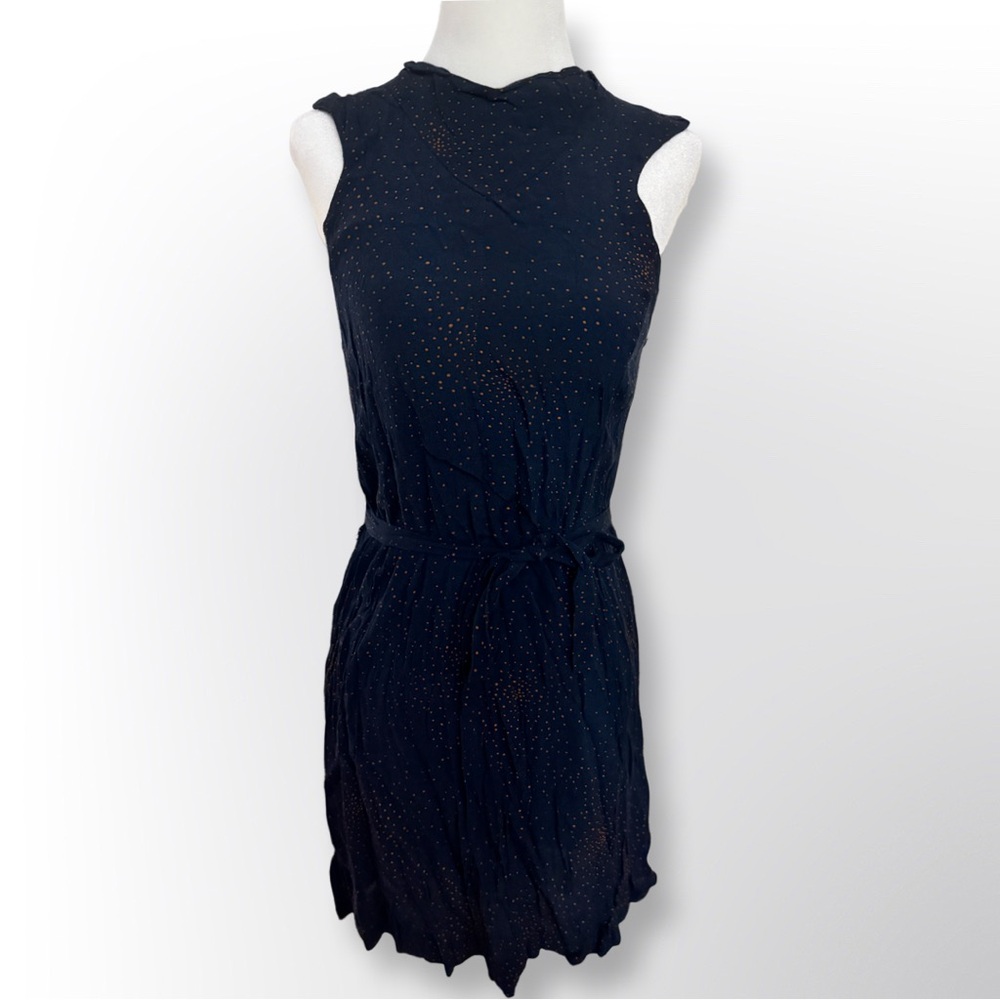 French Connection Navy Polkadot Mock Neck Dress | Size 4